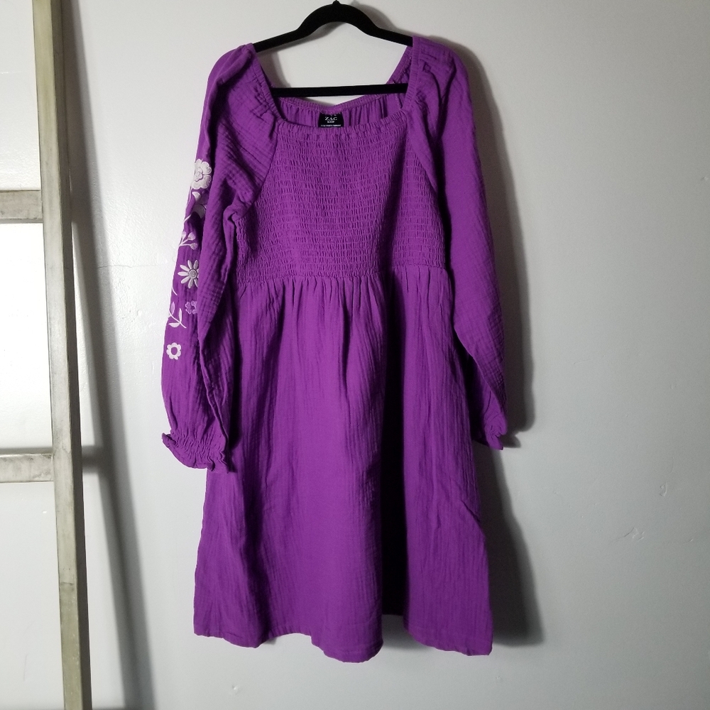 NWT ZAC KIDS GIRL'S PURPLE DRESS SIZE LARGE 10/12